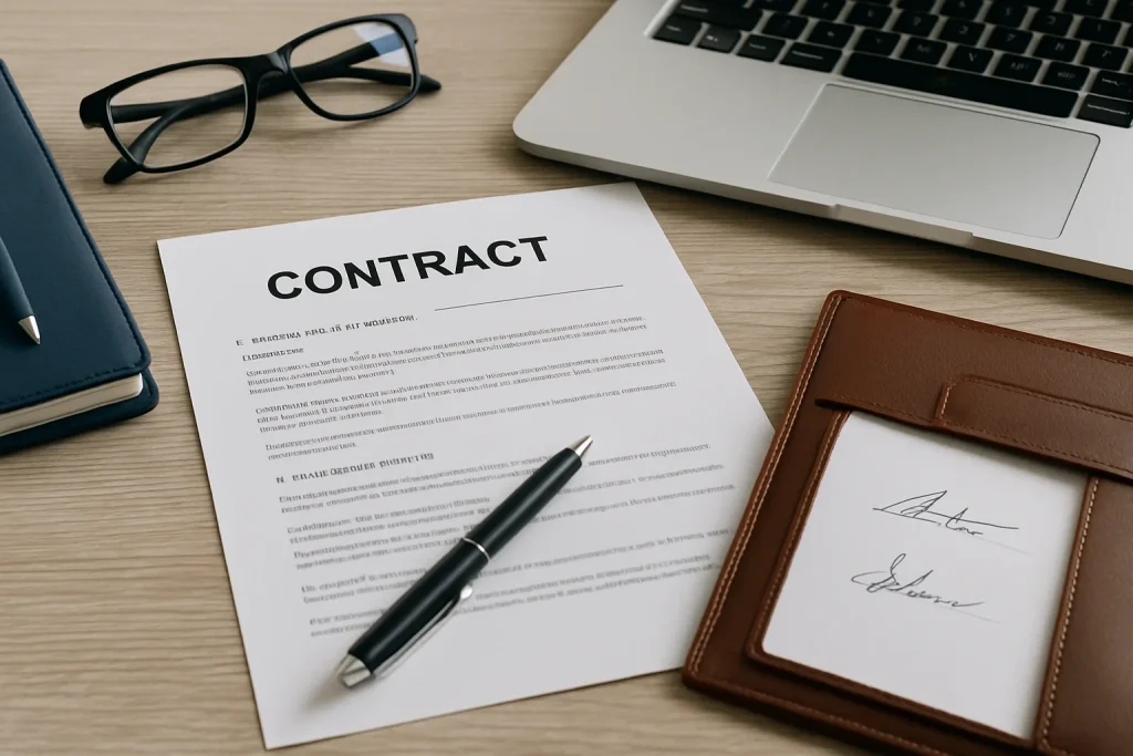 ¿Qué debe incluir un contrato de servicios con un estudio